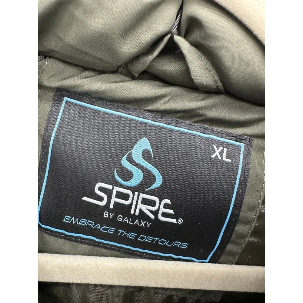 Spire Men's Olive Green Puffer Vest Quilted Full Zip Gorpcore Outdoor Utility